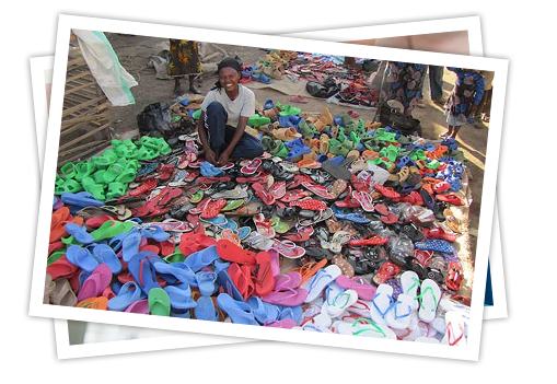 Street Market and Fair in Tanzania. Wares for sale.